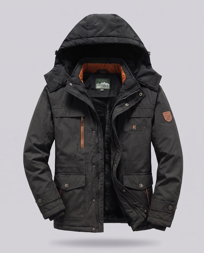 Herren Arctic-Comfort Parka mit voller Futter aus Kunstfell und multifunktionalen Taschen Nord Taschen