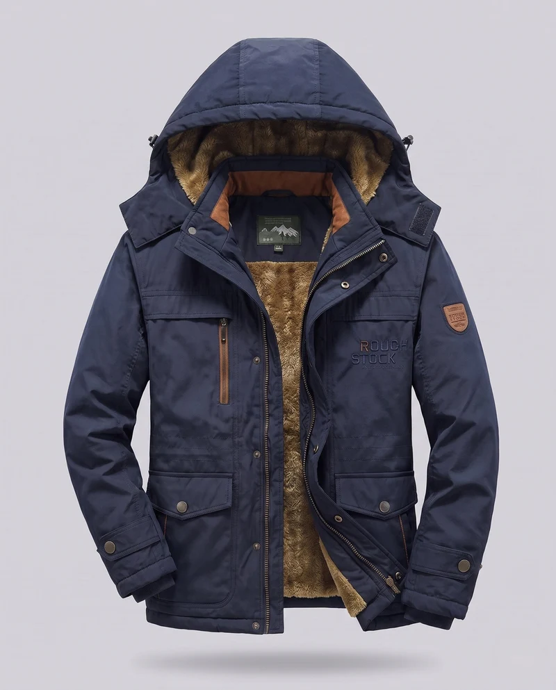 Herren Arctic-Comfort Parka mit voller Futter aus Kunstfell und multifunktionalen Taschen Nord Taschen