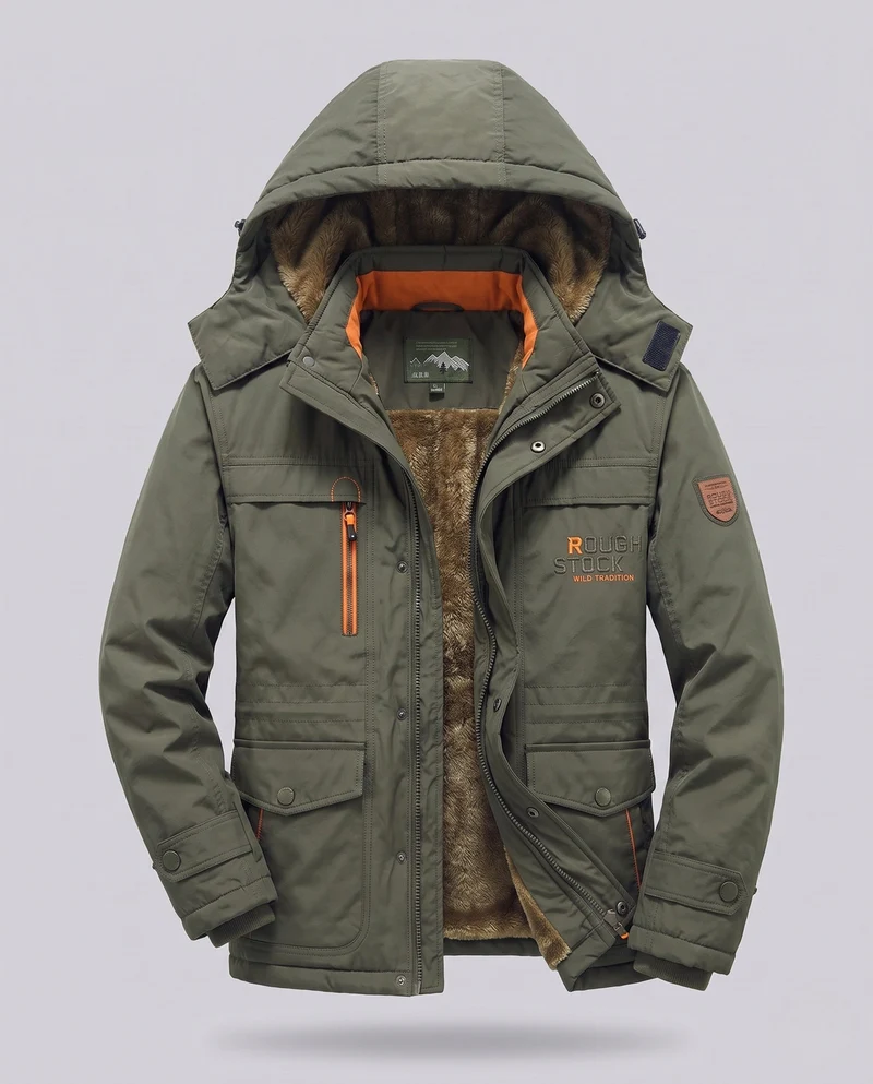 Herren Arctic-Comfort Parka mit voller Futter aus Kunstfell und multifunktionalen Taschen Nord Taschen