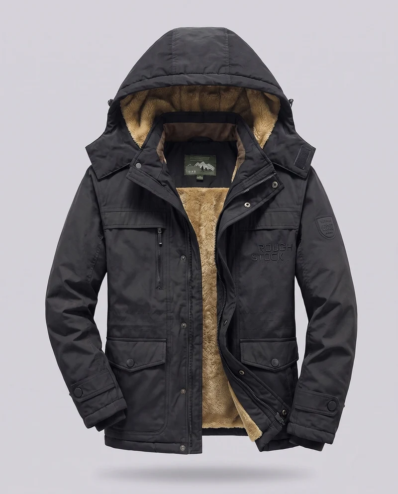 Herren Arctic-Comfort Parka mit voller Futter aus Kunstfell und multifunktionalen Taschen Nord Taschen