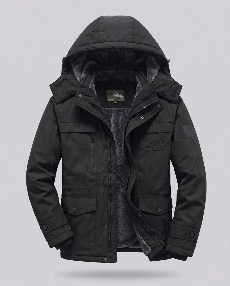 Herren Arctic-Comfort Parka mit voller Futter aus Kunstfell und multifunktionalen Taschen Nord Taschen