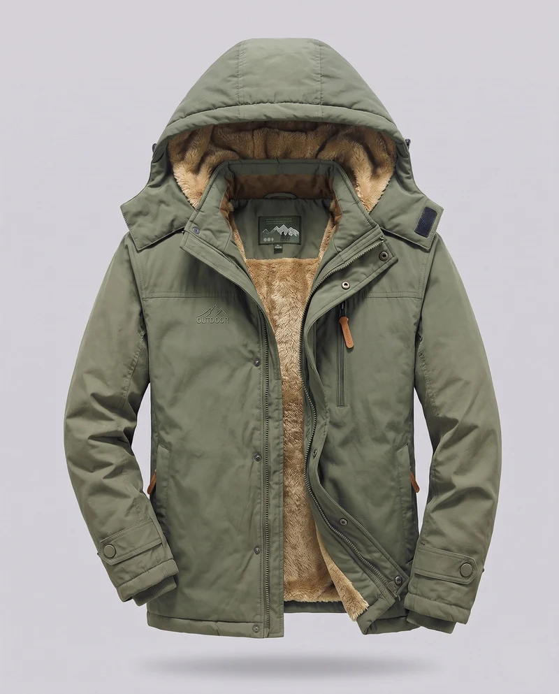 Herren Arctic-Comfort Parka mit voller Futter aus Kunstfell und multifunktionalen Taschen Nord Taschen