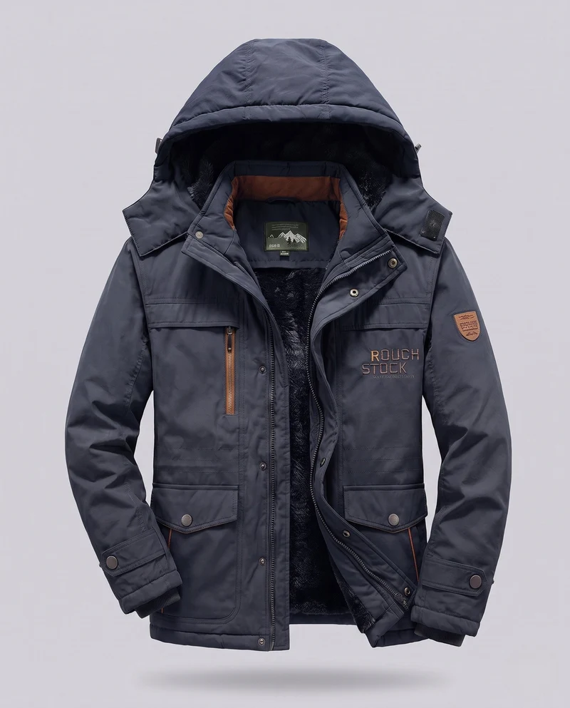 Herren Arctic-Comfort Parka mit voller Futter aus Kunstfell und multifunktionalen Taschen Nord Taschen