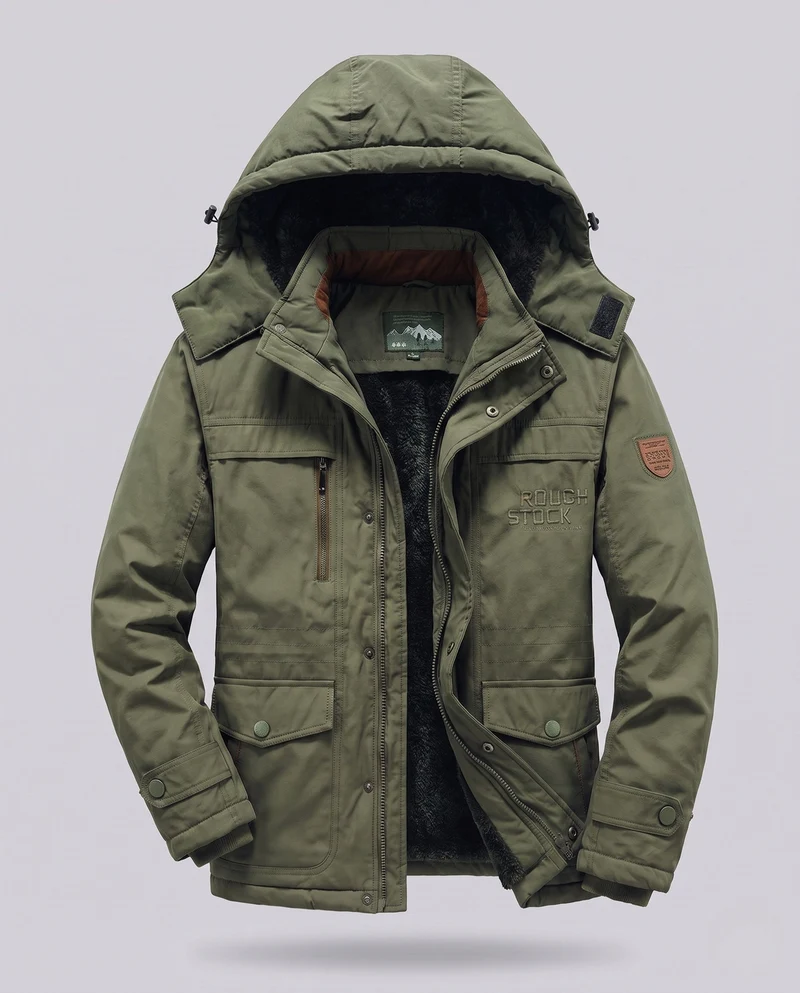 Herren Arctic-Comfort Parka mit voller Futter aus Kunstfell und multifunktionalen Taschen Nord Taschen