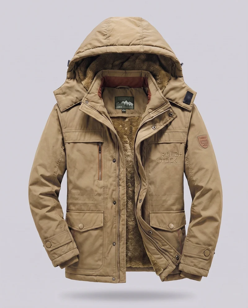 Herren Arctic-Comfort Parka mit voller Futter aus Kunstfell und multifunktionalen Taschen Nord Taschen