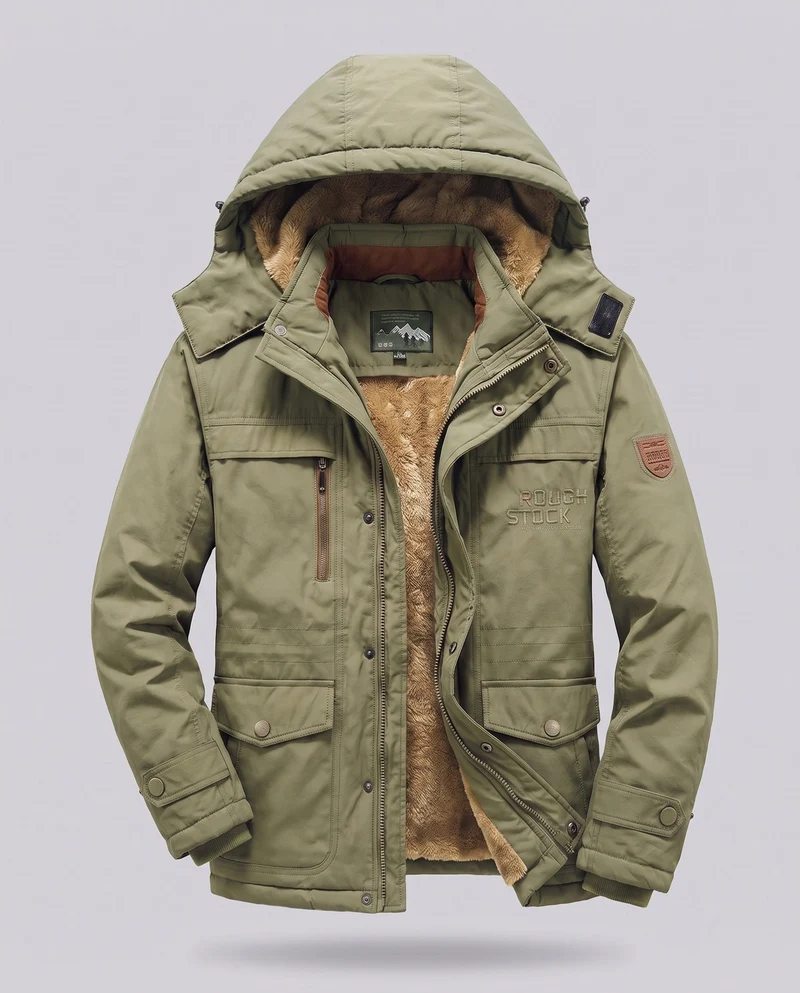 Herren Arctic-Comfort Parka mit voller Futter aus Kunstfell und multifunktionalen Taschen Nord Taschen