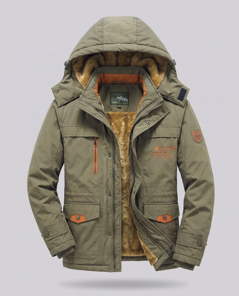 Herren Arctic-Comfort Parka mit voller Futter aus Kunstfell und multifunktionalen Taschen Nord Taschen
