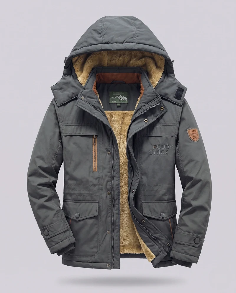 Herren Arctic-Comfort Parka mit voller Futter aus Kunstfell und multifunktionalen Taschen Nord Taschen