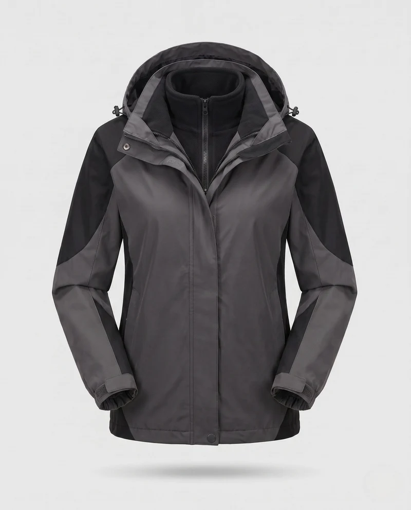 Damen Zwei-Piece Softshell Regenjacke mit abnehmbarer Fleece-Innenjacke Nord Taschen