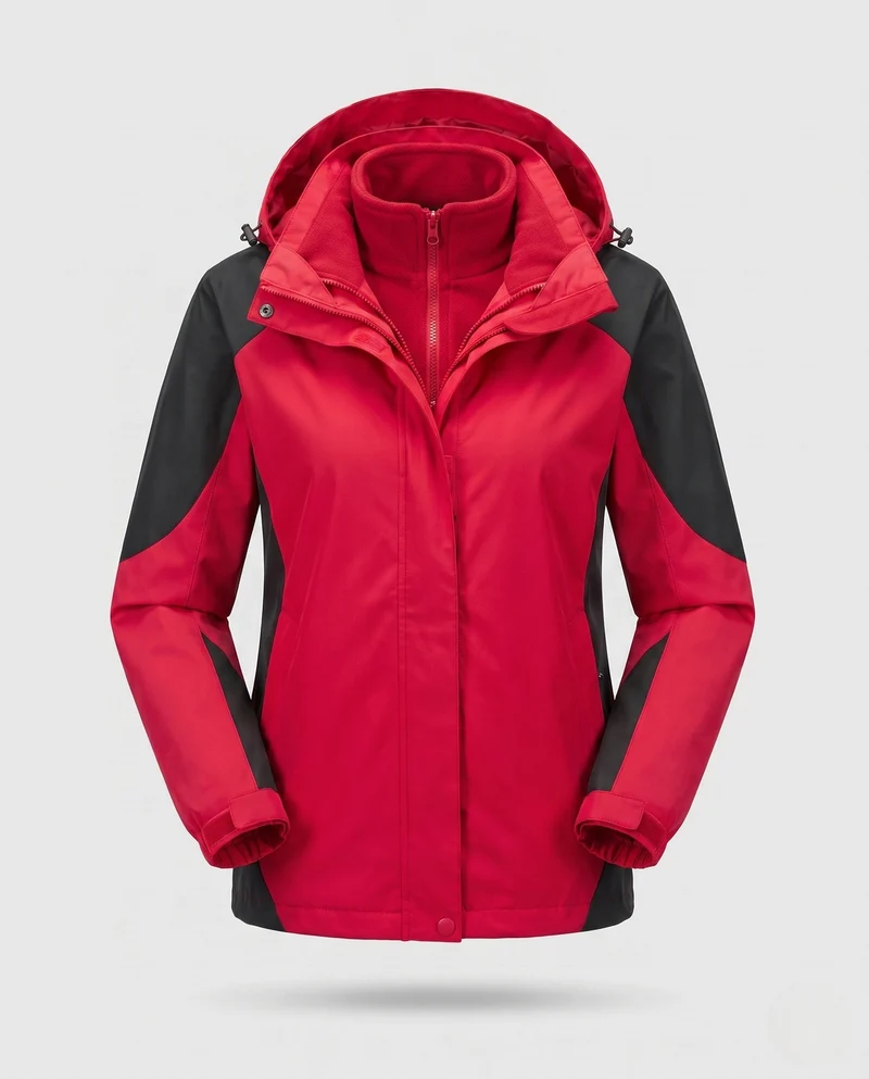 Damen Zwei-Piece Softshell Regenjacke mit abnehmbarer Fleece-Innenjacke Nord Taschen