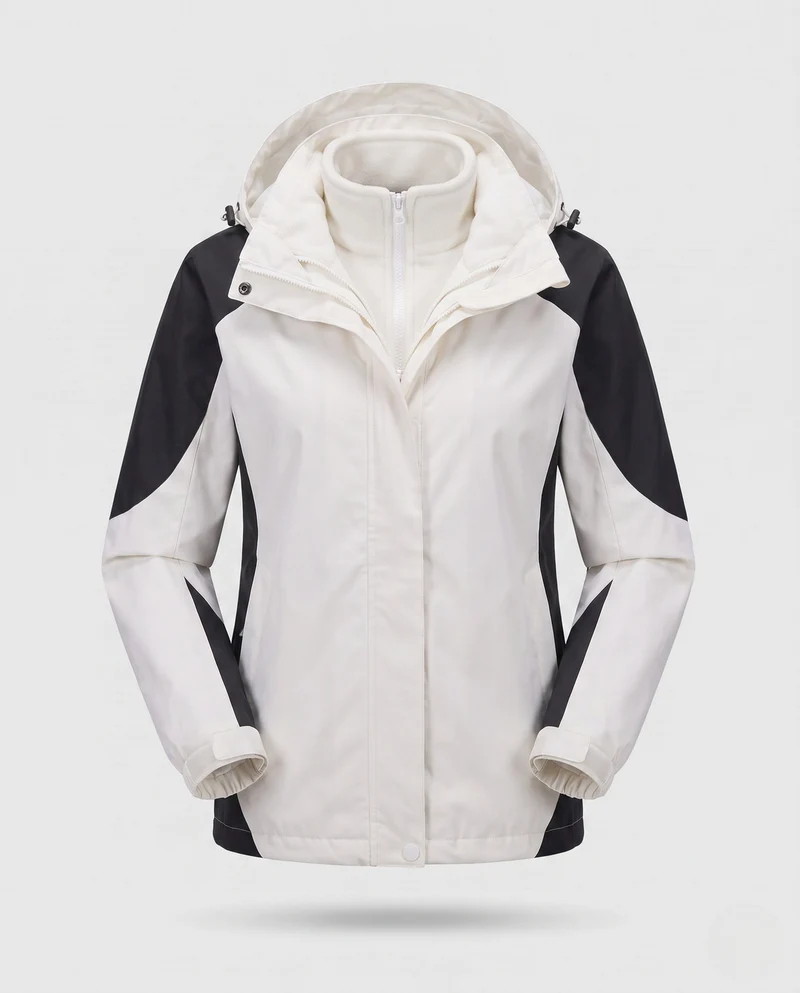 Damen Zwei-Piece Softshell Regenjacke mit abnehmbarer Fleece-Innenjacke Nord Taschen