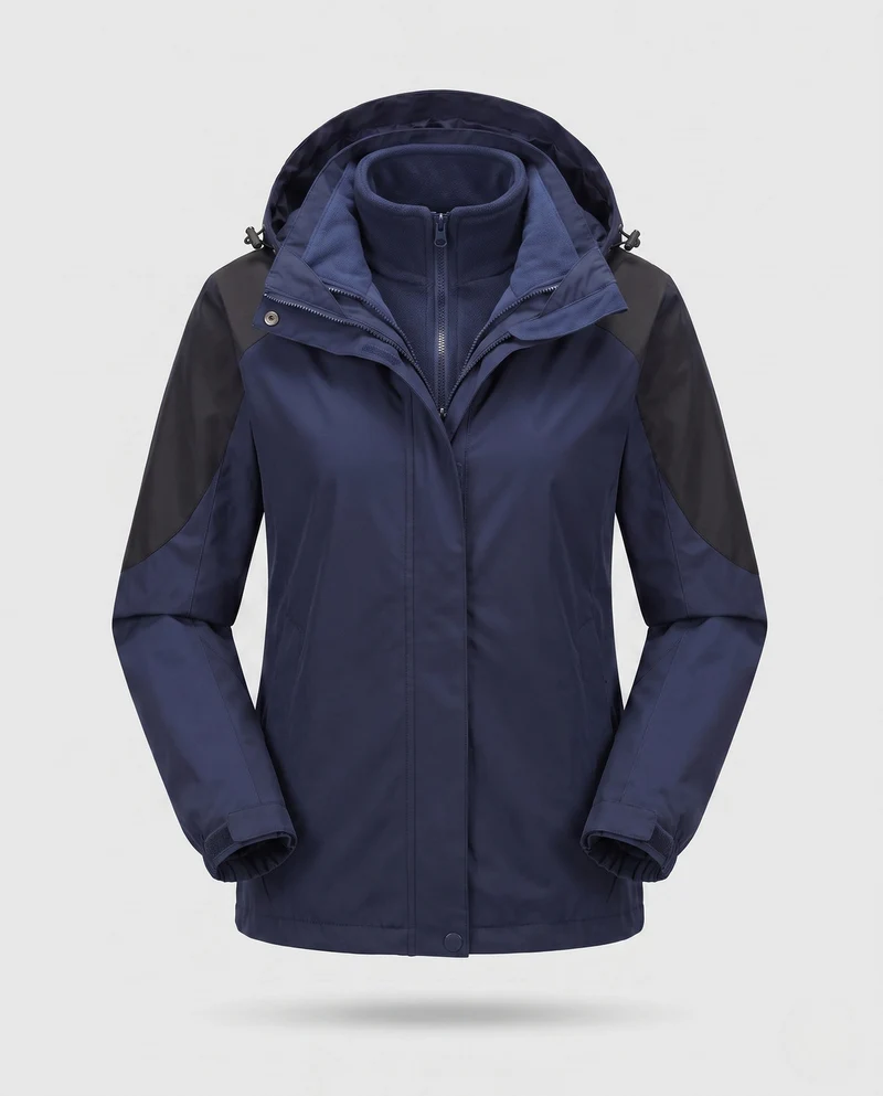 Damen Zwei-Piece Softshell Regenjacke mit abnehmbarer Fleece-Innenjacke Nord Taschen