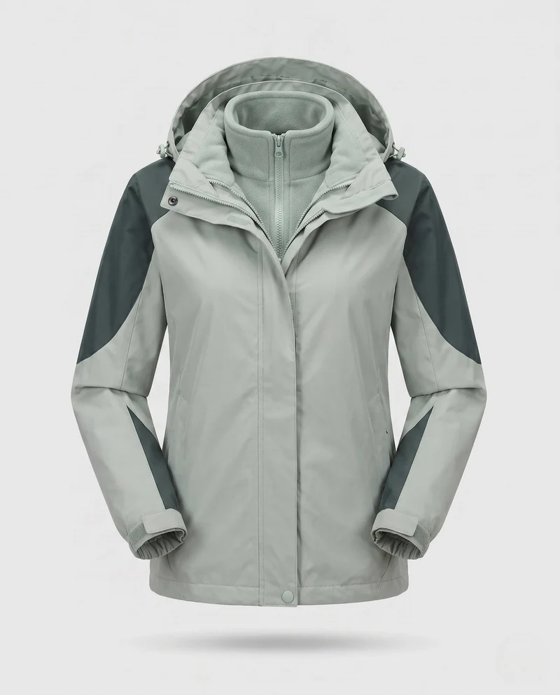 Damen Zwei-Piece Softshell Regenjacke mit abnehmbarer Fleece-Innenjacke Nord Taschen