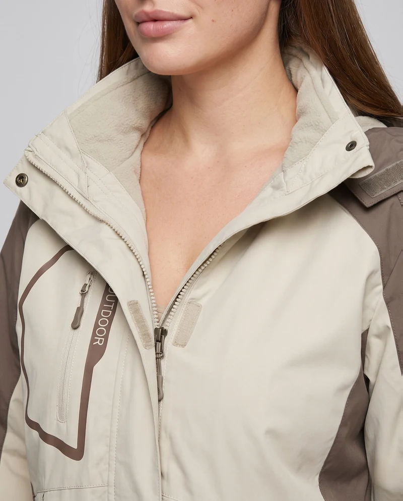 Damen Zweiteiler Outdoor-Jacke mit abnehmbarer Fleece-Innenjacke und wasserdichter Membran Nord Taschen