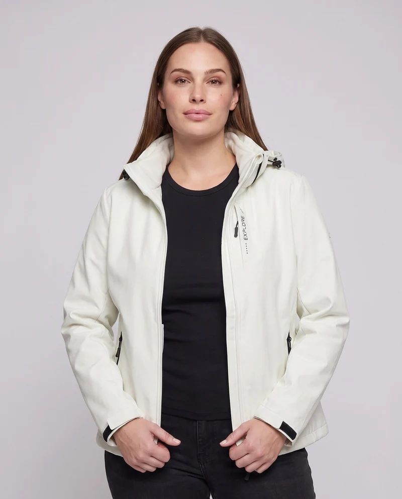 Damen zweilagige Softshelljacke mit abnehmbarer Fleece-Innenlage und verstellbarem Kapuze Nord Taschen