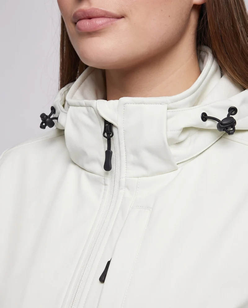 Damen zweilagige Softshelljacke mit abnehmbarer Fleece-Innenlage und verstellbarem Kapuze Nord Taschen