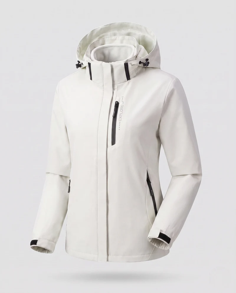 Damen zweilagige Softshelljacke mit abnehmbarer Fleece-Innenlage und verstellbarem Kapuze Nord Taschen
