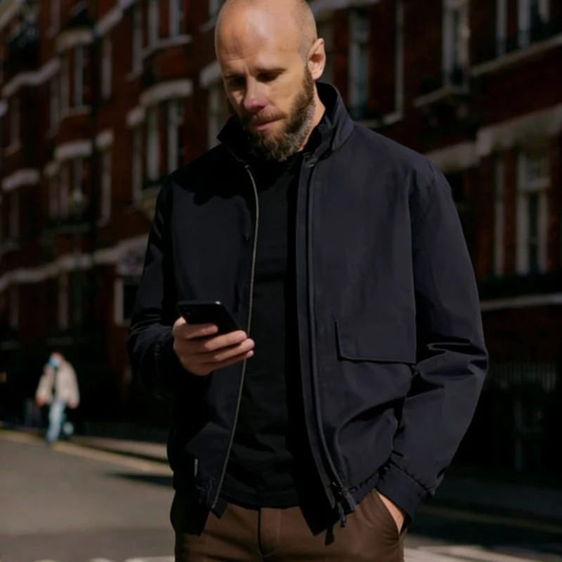 Herren Leichte Utility-Blousonjacke mit Hemdkragen und aufgesetzten Pattentaschen Nord Taschen