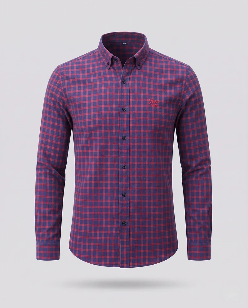 Herren kariertes Langarmshirt aus Baumwollmix mit Kent-Kragen Nord Taschen
