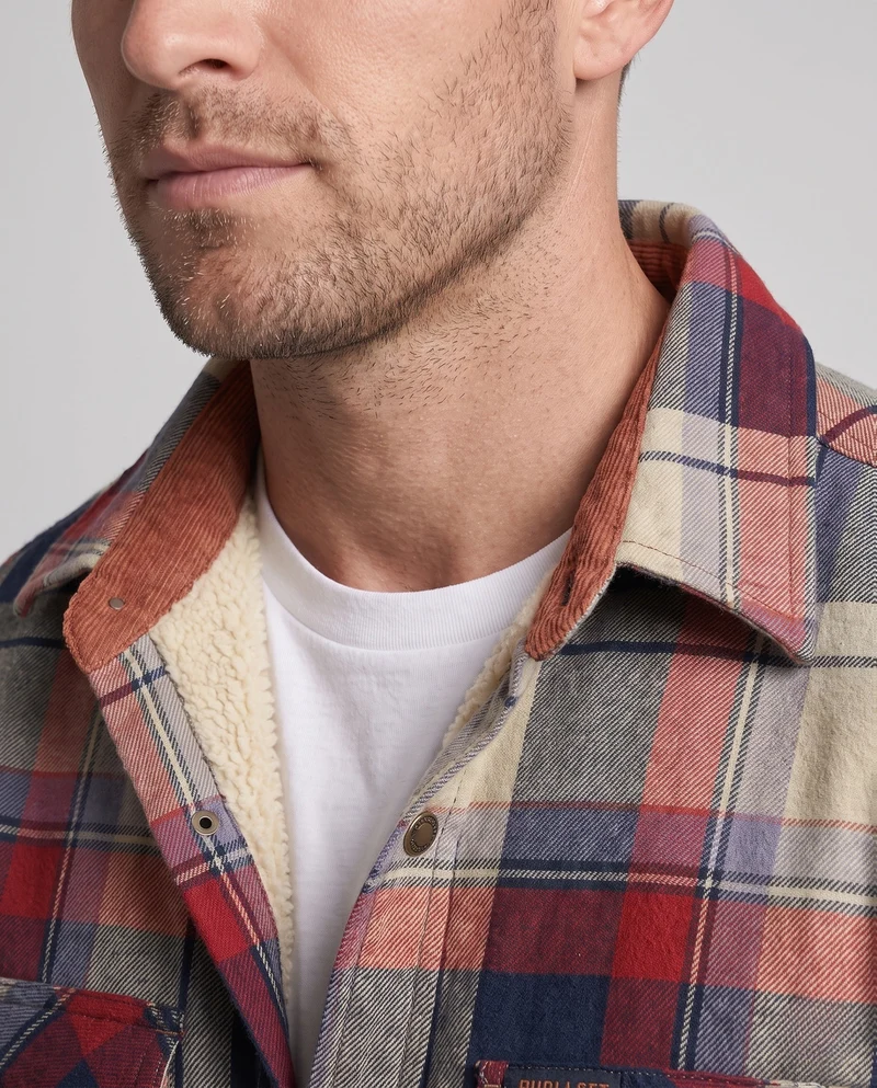 Herren kariertes Überhemd-Jacke mit warmem Teddy-Futter und Klappentaschen Nord Taschen