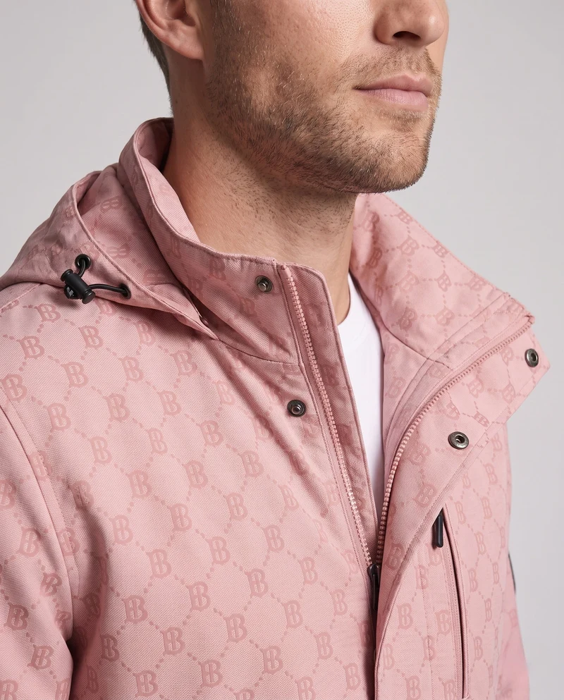 Herren-Hooded-Parka mit Allover-Monogramm aus wasserabweisendem Nylon-Mix und Multifunktions-Taschen Nord Taschen