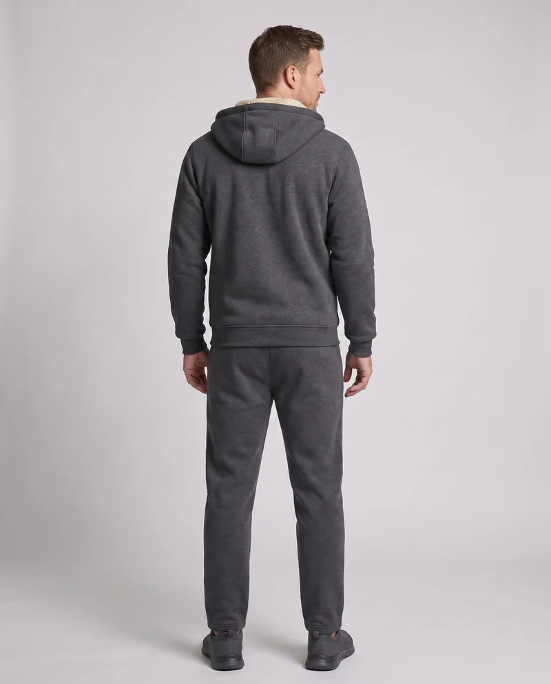 Herren Hoodie Sweat-Set mit Teddy-Futter, Reißverschlusstaschen und elastischem Bund Nord Taschen
