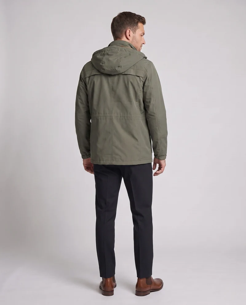 Herren Kapuzen-Feldjacke aus wasserabweisendem Canvas mit atmungsaktivem Mesh-Innenfutter und Multifunktionsaschen Nord Taschen