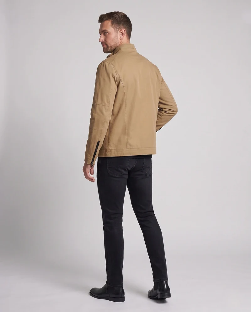 Leichte Baumwollmischung Utility Jacke für Herren mit Stehkragen und Reißverschluss Nord Taschen