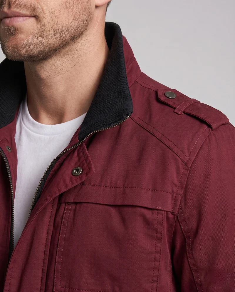 Leichte Baumwoll-Canvas-Blouson für Herren mit kariertem Futter und gerippten Bündchen Nord Taschen