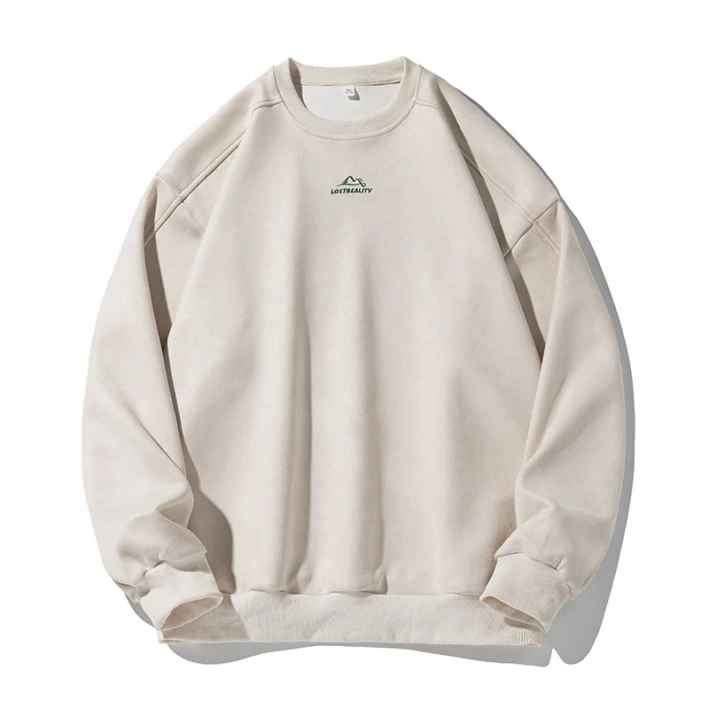 Unisex Oversize Rundhals-Sweatshirt mit minimalistischer Bergstickerei Nord Taschen
