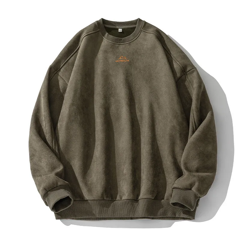 Unisex Oversize Rundhals-Sweatshirt mit minimalistischer Bergstickerei Nord Taschen