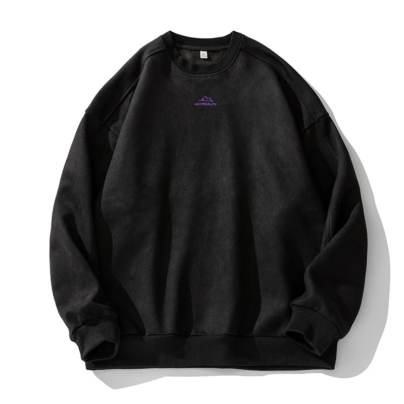 Unisex Oversize Rundhals-Sweatshirt mit minimalistischer Bergstickerei Nord Taschen