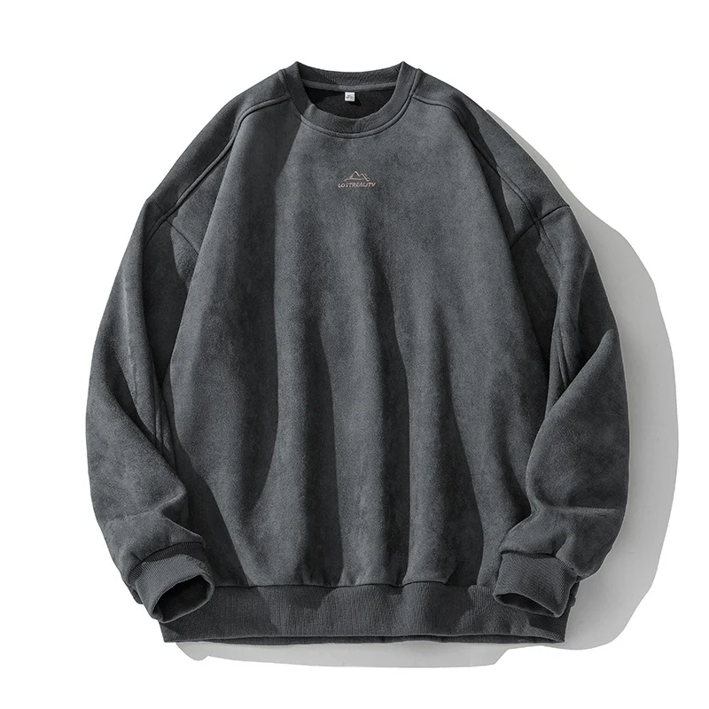 Unisex Oversize Rundhals-Sweatshirt mit minimalistischer Bergstickerei Nord Taschen