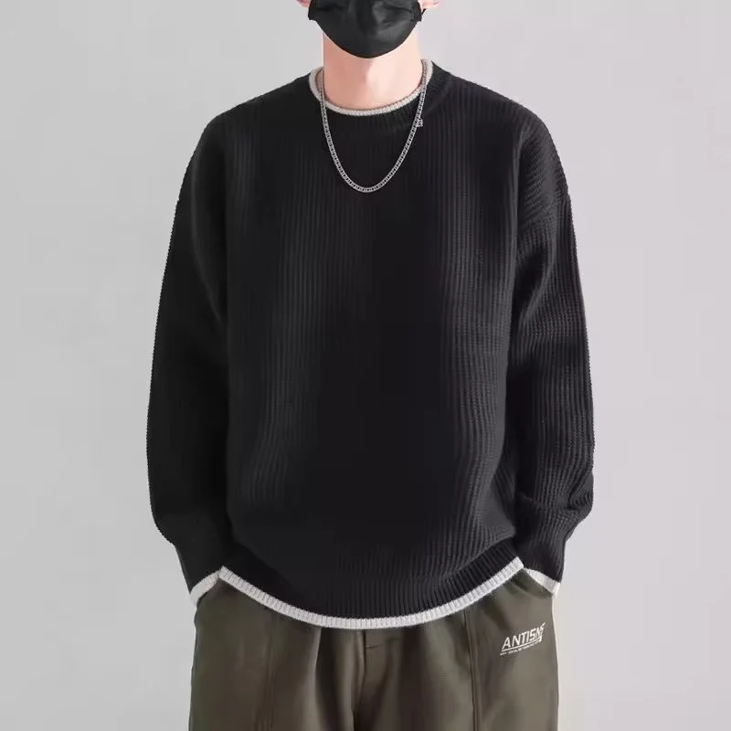Herren Modischer Rippstrickpullover mit Rundhalsausschnitt Nord Taschen
