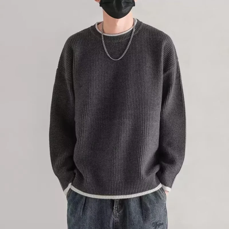 Herren Modischer Rippstrickpullover mit Rundhalsausschnitt Nord Taschen