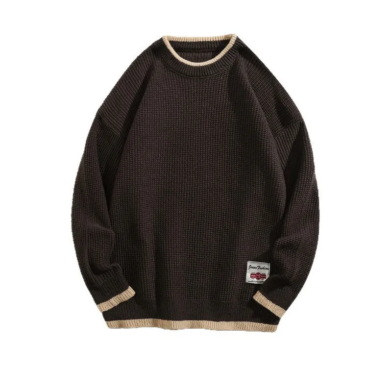 Herren Modischer Rippstrickpullover mit Rundhalsausschnitt Nord Taschen