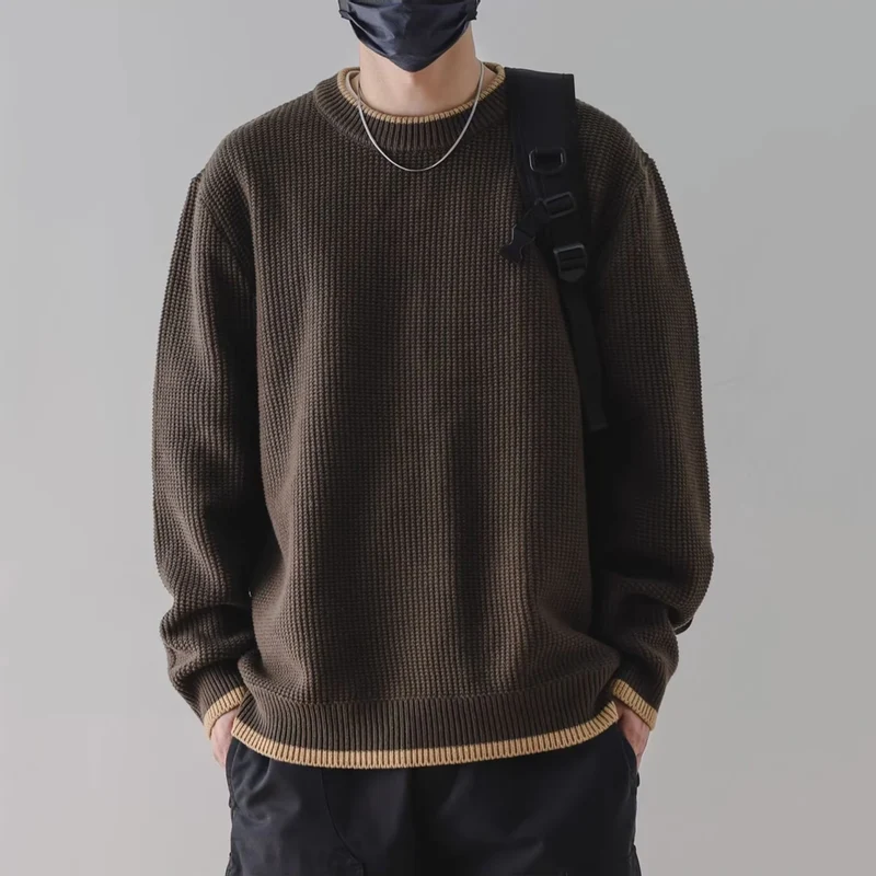 Herren Modischer Rippstrickpullover mit Rundhalsausschnitt Nord Taschen