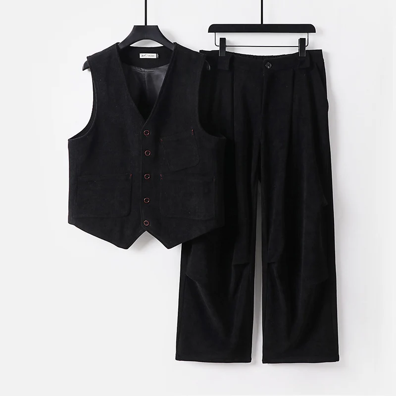 Herren Zweiteiliges Weste‑und Bundfaltenhose-Set im modernen Workwear-Stil Nord Taschen