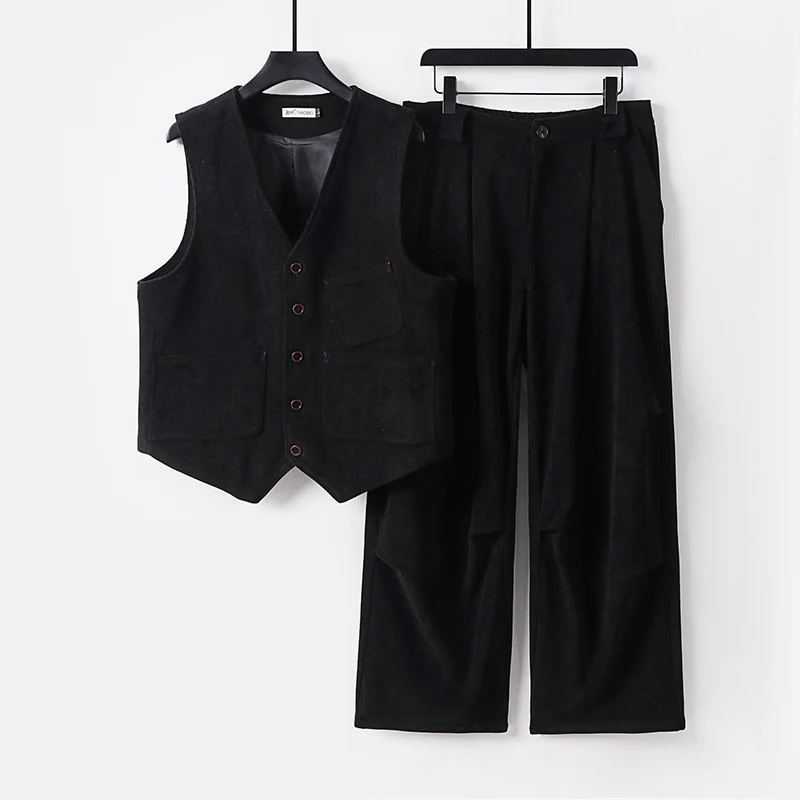 Herren Zweiteiliges Weste‑und Bundfaltenhose-Set im modernen Workwear-Stil Nord Taschen