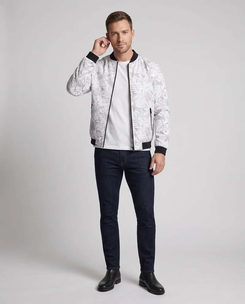 Herren Elegante Bomberjacke mit floralem Muster Nord Taschen