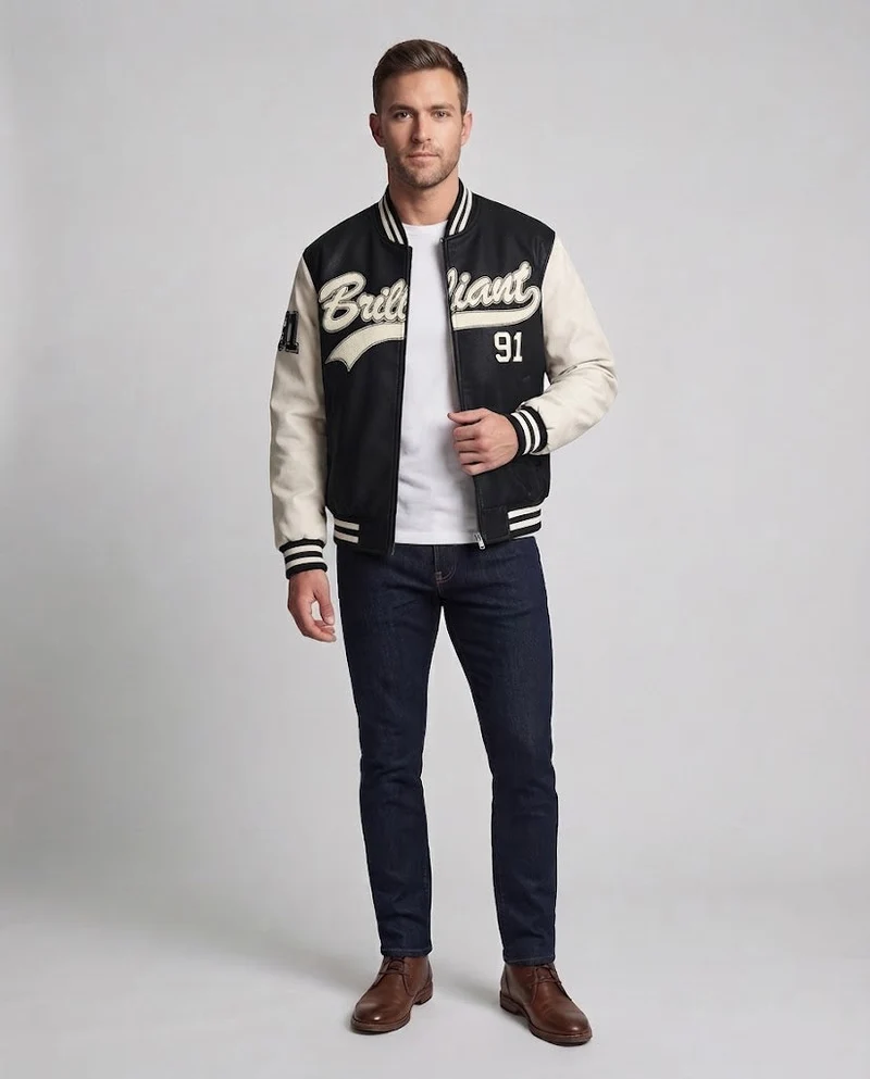 Herren Elegante Bomberjacke mit gesticktem Design Nord Taschen