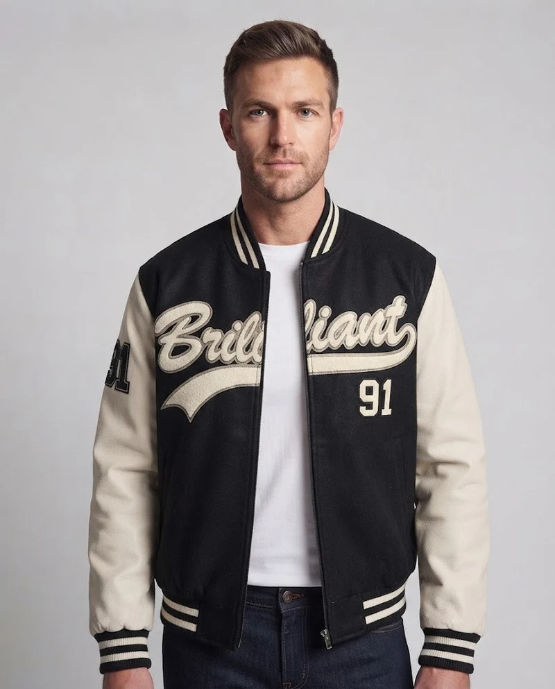 Herren Elegante Bomberjacke mit gesticktem Design Nord Taschen