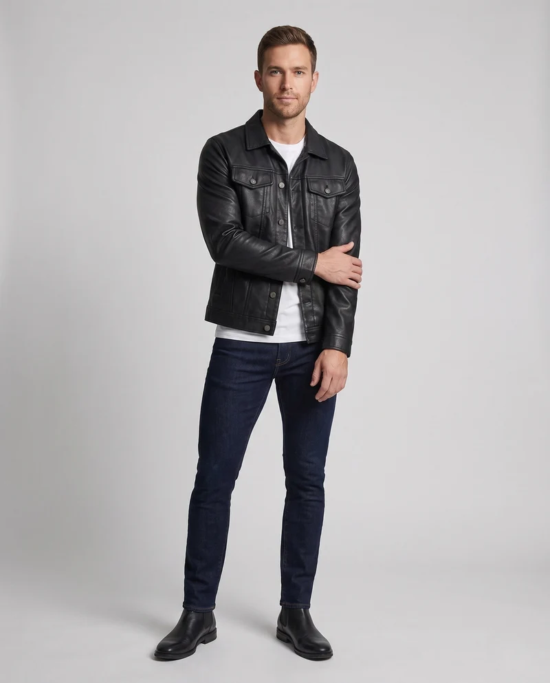 Herren Modische Kunstlederjacke Nord Taschen