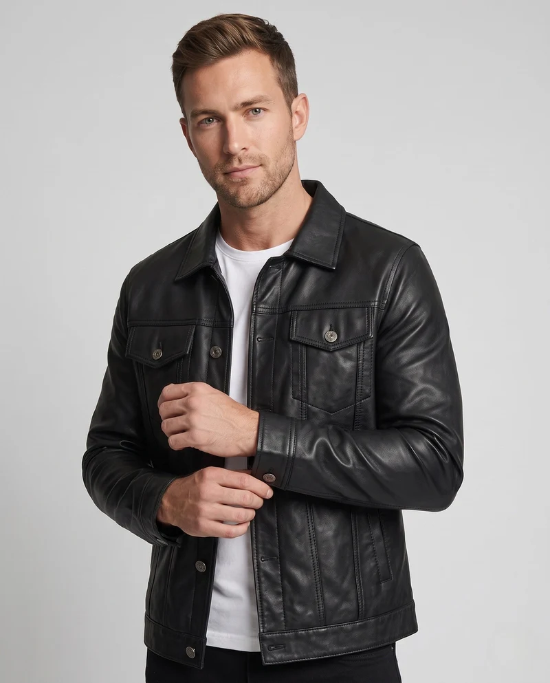 Herren Modische Kunstlederjacke Nord Taschen