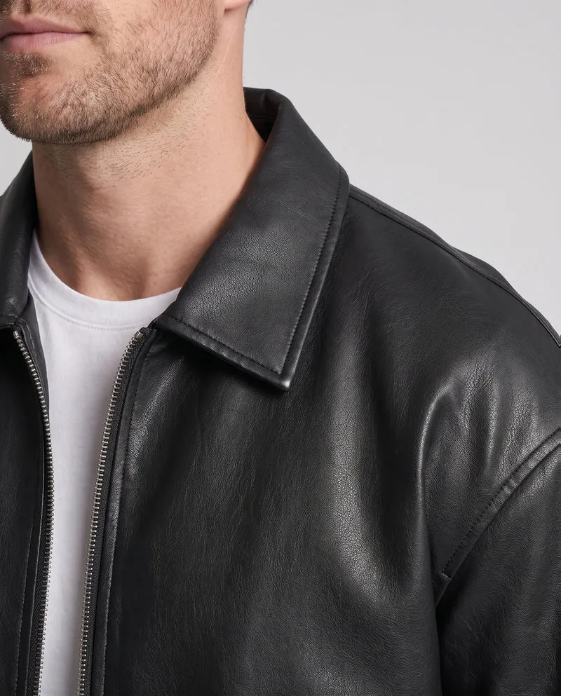 Herren Modische Kunstlederjacke mit elastischem Bund Nord Taschen