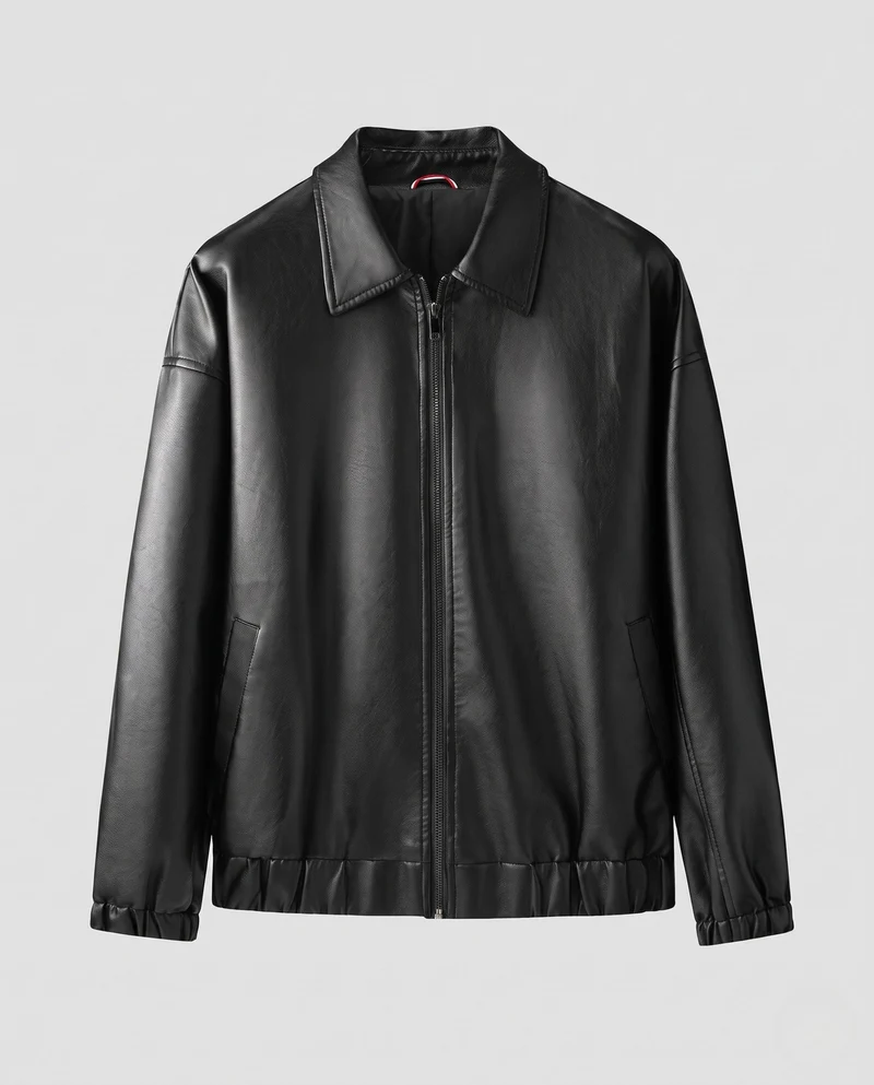 Herren Modische Kunstlederjacke mit elastischem Bund Nord Taschen