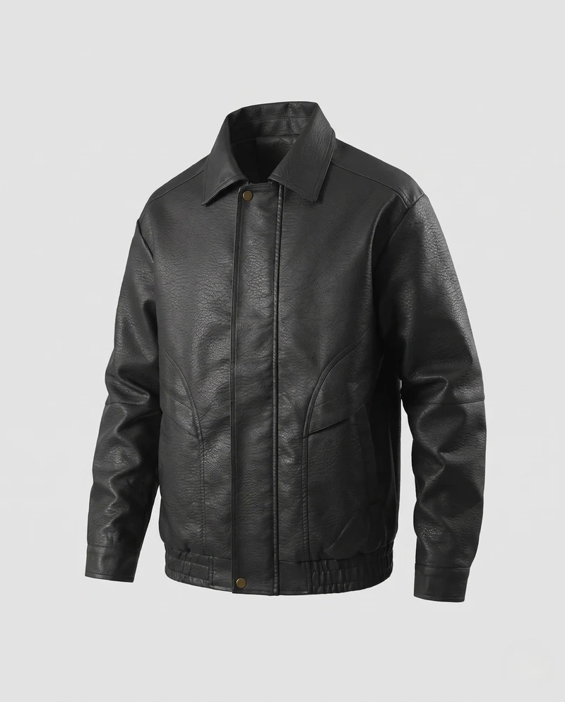 Herren Modische Kunstlederjacke mit hochgeschlossenem Kragen Nord Taschen