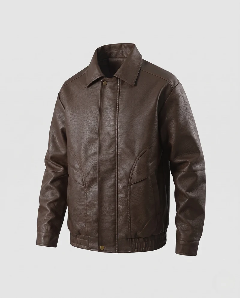 Herren Modische Kunstlederjacke mit hochgeschlossenem Kragen Nord Taschen