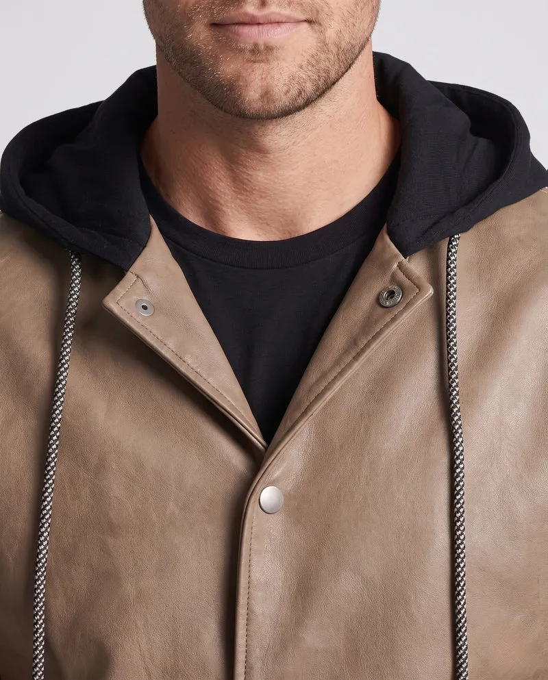 Herren Modische Kunstlederjacke mit Kapuze Nord Taschen