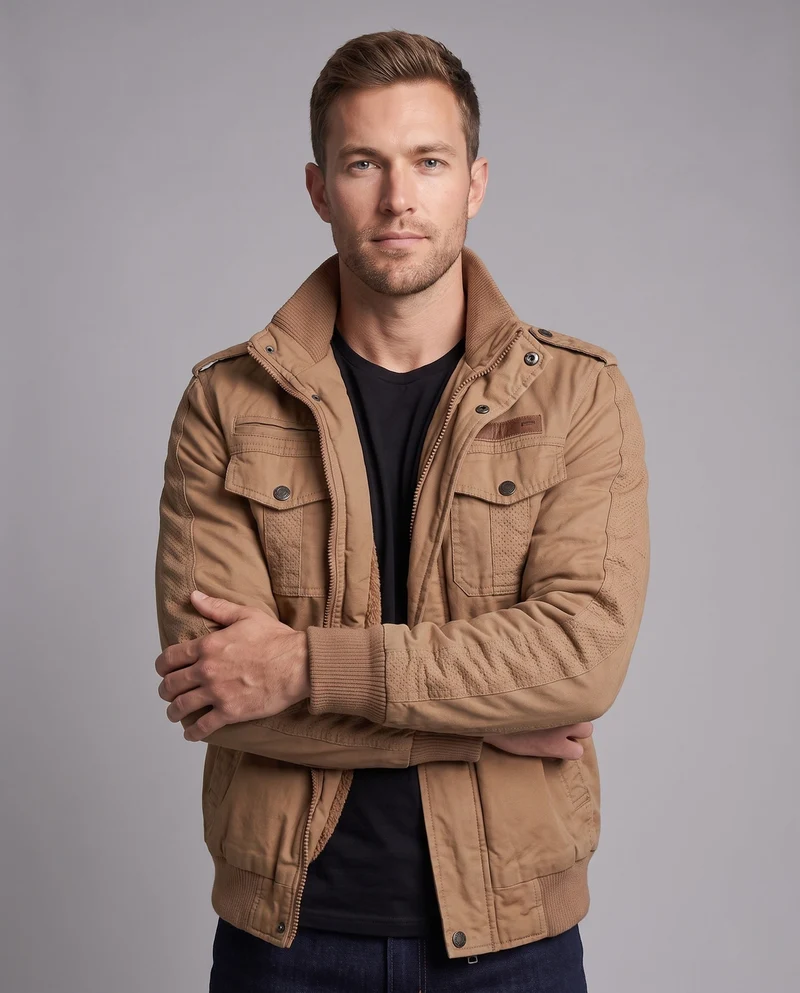 Herren Winterjacke mit Fleece-Futter und multifunktionalen Taschen Nord Taschen